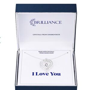 Swarovski Silver Heart Pendant Necklace with Crystals NEW